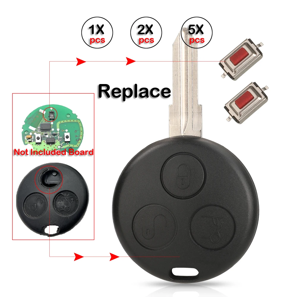 jingyuqin Mercedes Benz Smart Fortwo ForFour 450 Passion Roadster City Crossblade Cabrio Coupe No Chip car key case shell