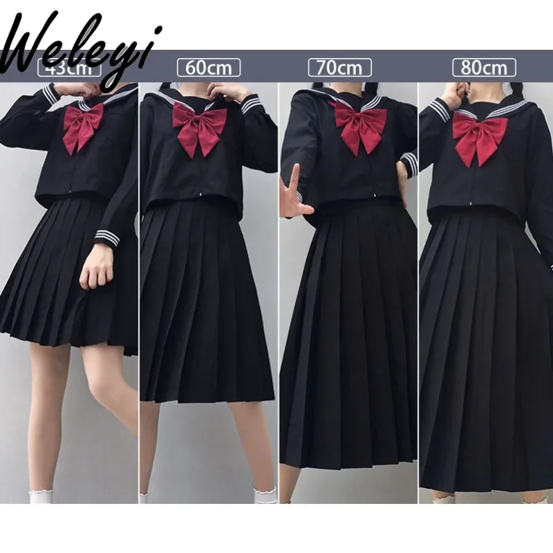 

Jirai Kei Clothes College Style Outfits for Women 2024 Autumn Winter Basic Jk Uniform Original Sailor Long Skirts Set Student