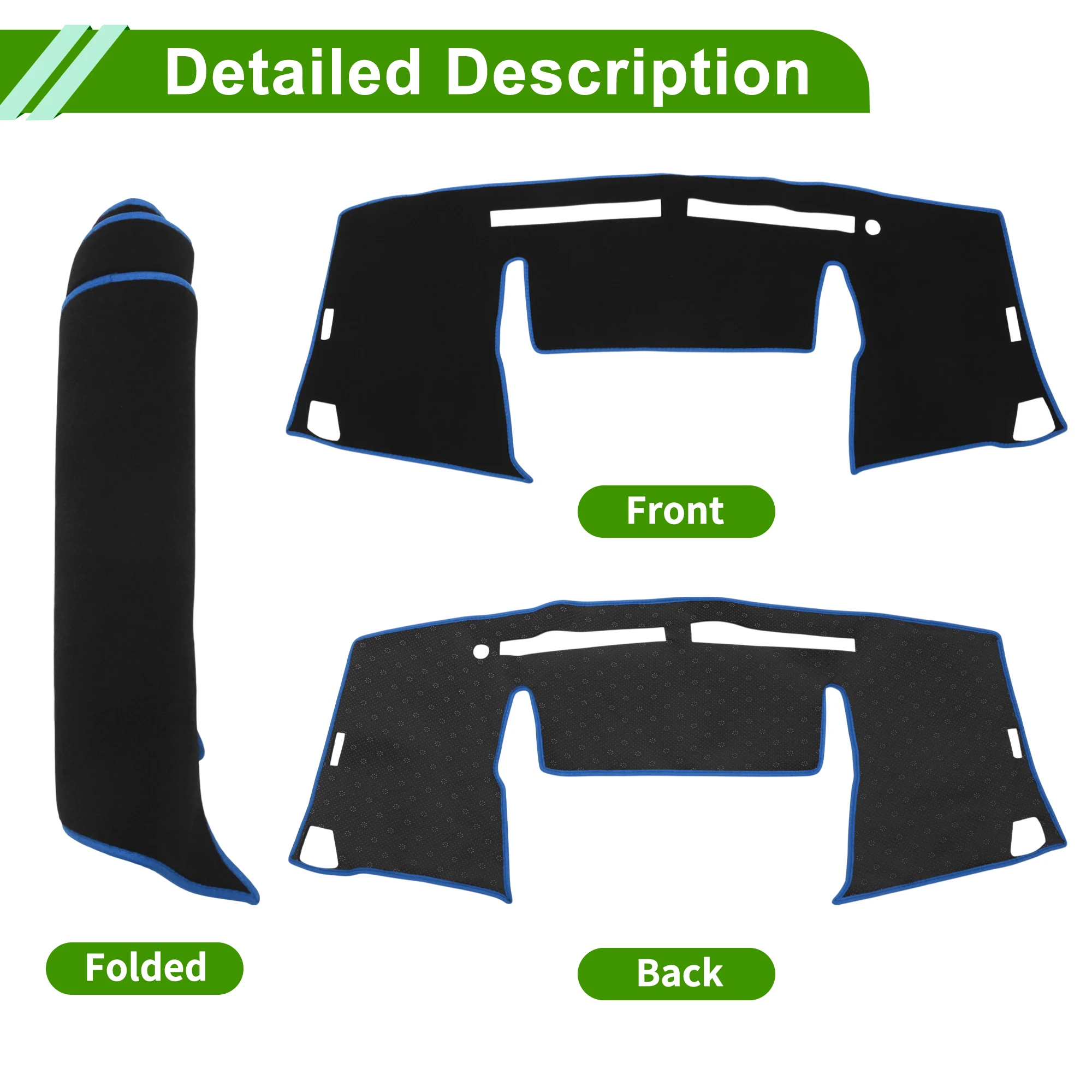 UXCELL cubierta de tablero para Daihatsu Wake LA700S/LA710S cubierta de tablero alfombra consola central antideslizante poliéster negro azul 1 Uds