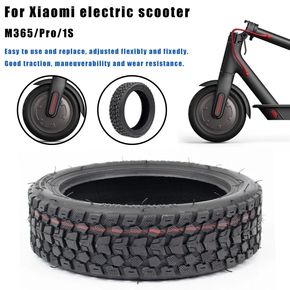 Tubeless Tyre for Xiaomi M365 Pro 1S Mi3 Electric Scooter 8 1/2x2 Non-Pneumatic Tires Rubber Off-Road Vacuum Wheel with Nozzle