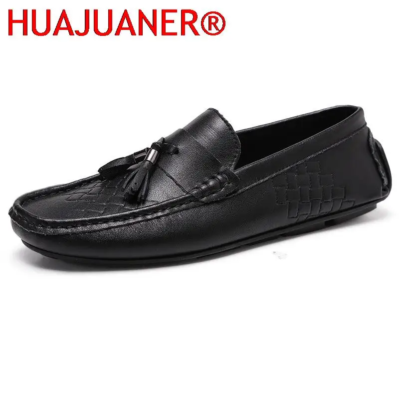 

Genuine Leather Tassel Men Casual Shoes Italian Men's Loafers Moccasins Slip On Male Flats Breathable Driving Shoes Man Fashion