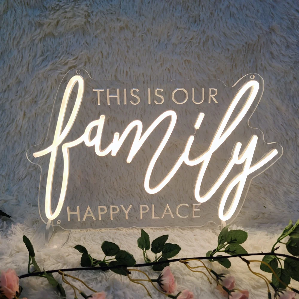

Family Neon Sign LED USB Neon Wall Art for Home Decor Bedroom Christmas Gift Party wedding Decoration This Is Our Happy Place