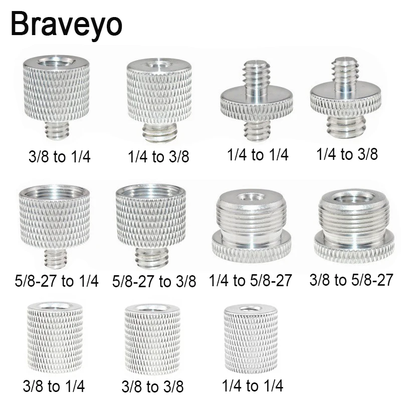 3PCS/pack Aluminum Alloy Primary Color Conversion Screw 1/4-20 3/8-16 5/8-27 Size Use For Microphone Photography Accessories