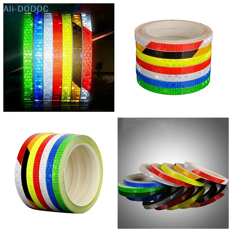 1cmx8m Bike Stickers Reflective Tape Fluorescent MTB Bicycle Strips Cycling Tapes For Bicycle Helmet Motorcycle Scooter