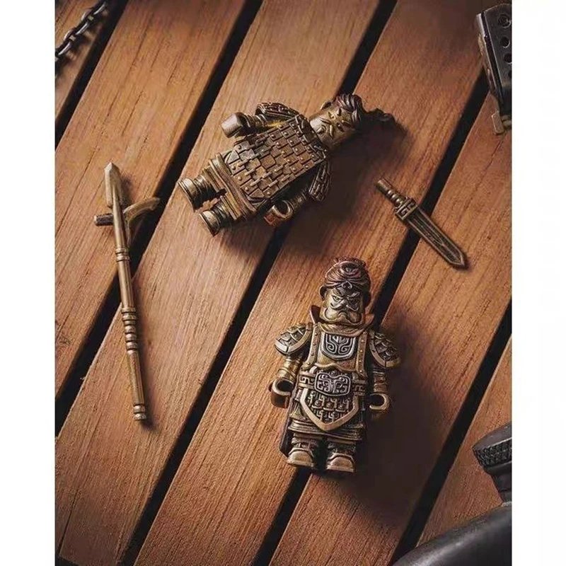 Guerreiros de terra cotta no mausóleo do imperador qin blocos de construção geral/soldado metal magnético destacável tijolos brinquedos