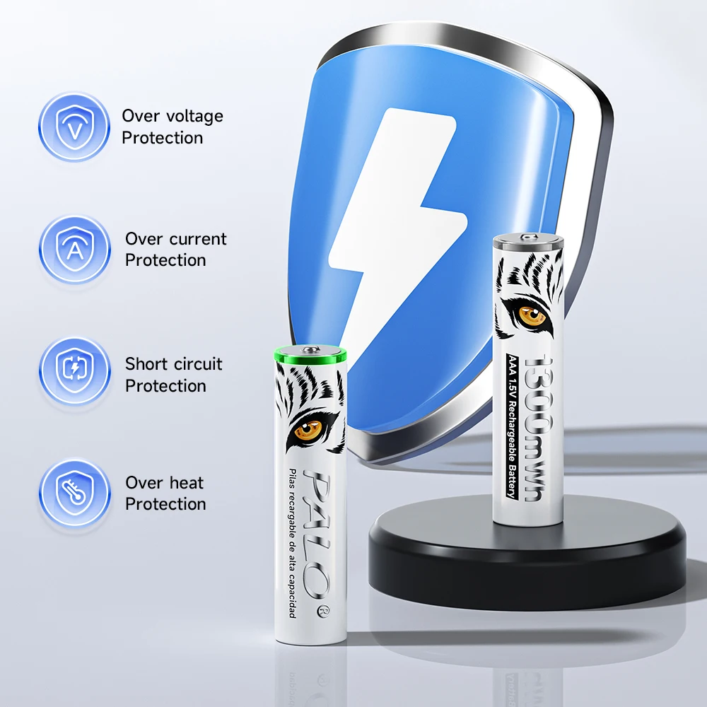 PALO High Capacity 1.5V AAA Rechargeable Battery 1300mWh AAA 1.5V Li-ion Battery LR3 Batteries for Remote Control Wireless Mouse