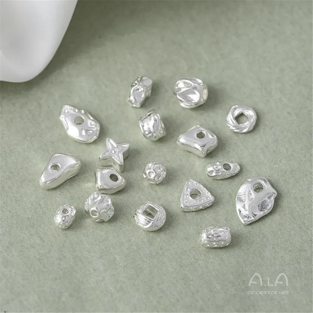 Z419 Copper Silver Irregular-shaped Stone-shaped Spacers, Irregular Spacers, Four-leaf Clover Wool Balls, Beaded Accessories