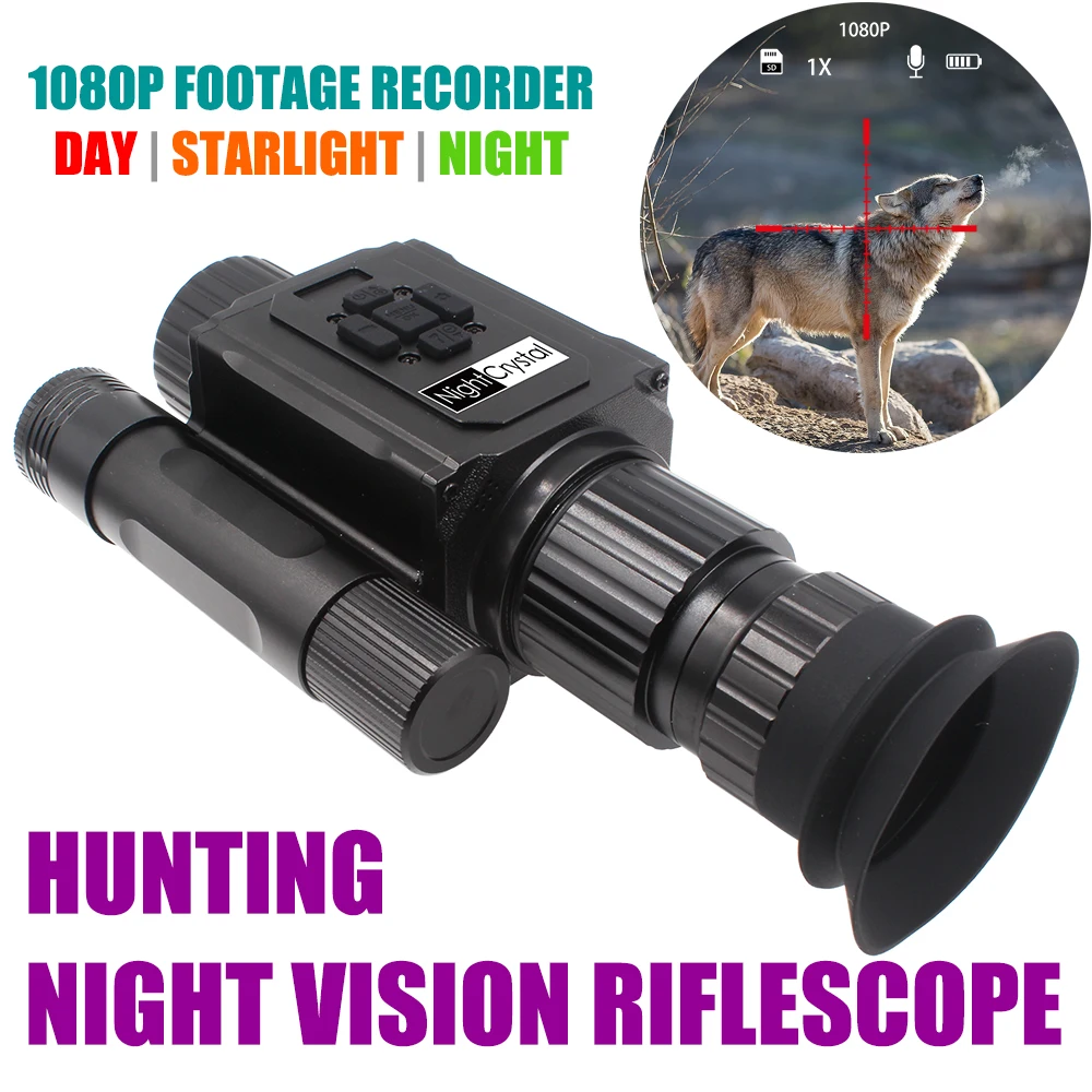 Megaorei NK008 gafas de visión nocturna para caza, Monocular, cámara infrarroja IR, 1080p, videocámara de grabación de vídeo, visión DVR