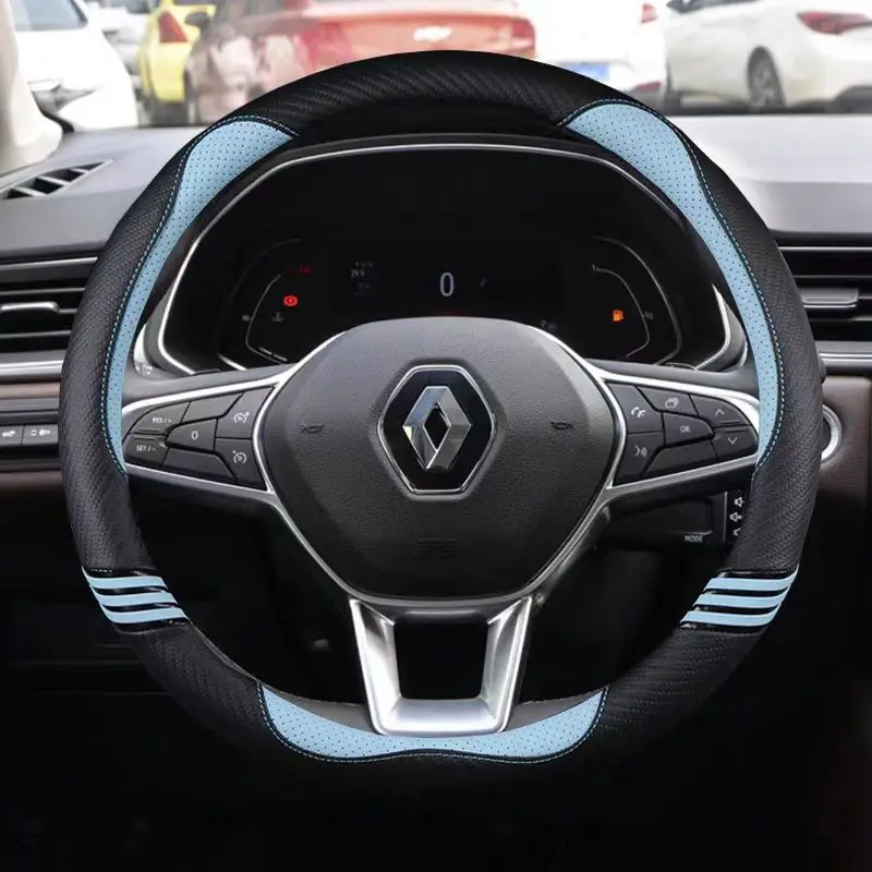 Carbon Fiber Leather Car Steering Wheel Cover For Captur Duster Megane 2/3 Clio Logan Laguna 2 Kadjar Scenic 2 Auto Accessories