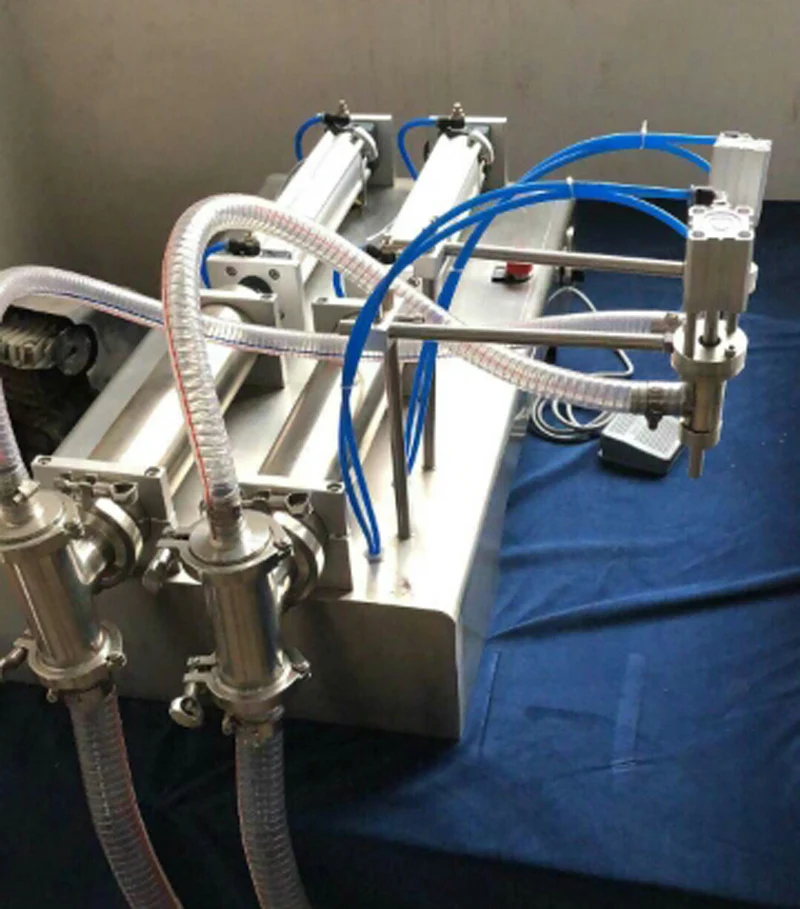 

Commercial Automatic Pneumatic Liquid Wine Double-Head Filling Machine Stainless Steel Piston Beverage Filler Juice Packager
