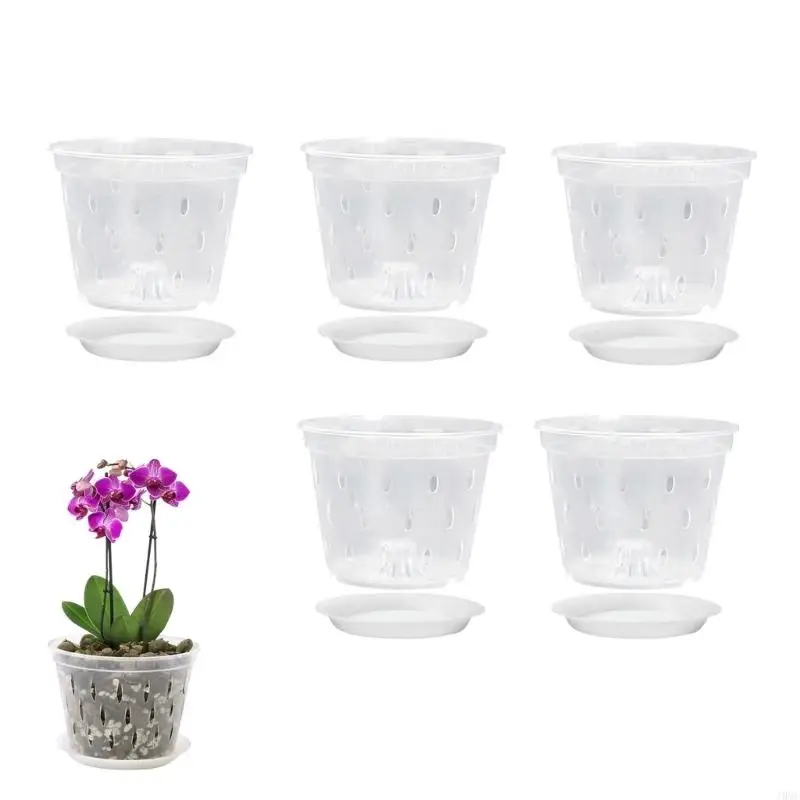 5 Pieces See Through Starter Holders For Flower Raising Including Efficient Water Drainage J0MC
