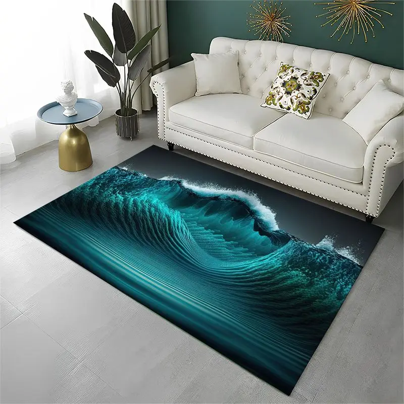 Nature Sea Wave Storm Seawater Large Area Rug Non-slip Durable Carpet for Bedroom Living Room Sofa Doormat Home Decor Floor Mat