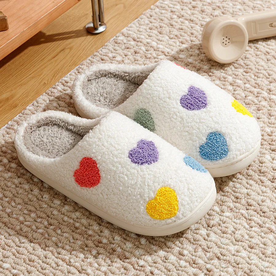 Valentine's Day Women Slippers Winter Bedroom Fashion Colorful Heart Warm Comfortable Concise Home Shoes Girlfriend Gift