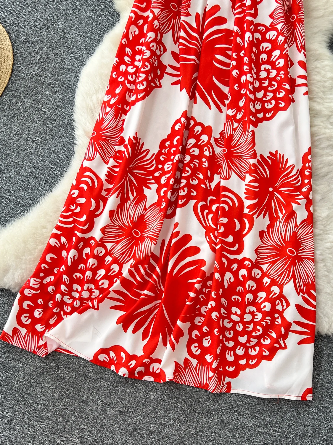 Jupe longue trapèze ample pour femmes, imprimé rétro, bretelles Dr, paresseux, taille haute, ort Sve, Version coréenne, Ci Commute, été