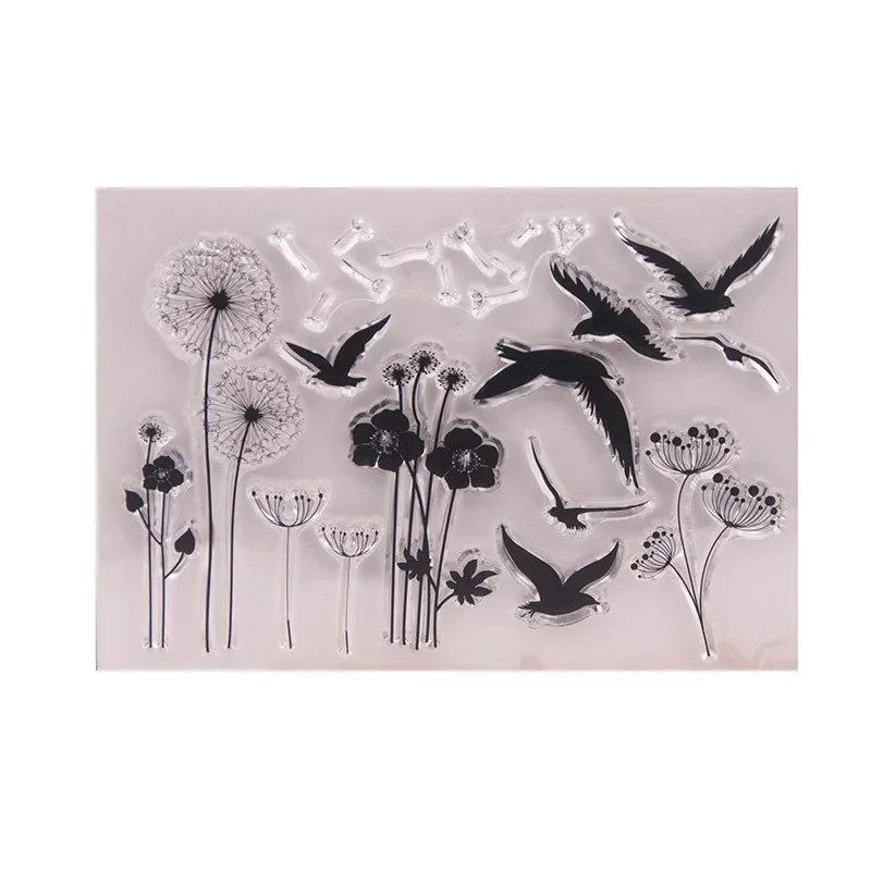 Bird Pattern Clear Stamp Silicone Stamp Card Hand Making for DIY Scrapbooking Journaling Thanksgiving Christmas Holiday As Gift