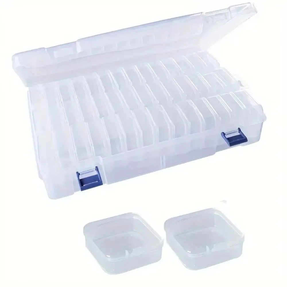 Portable 42 Grids Storage Box Plastic Individual Snap-on Lid Containers Transparent Handicraft Organization Box