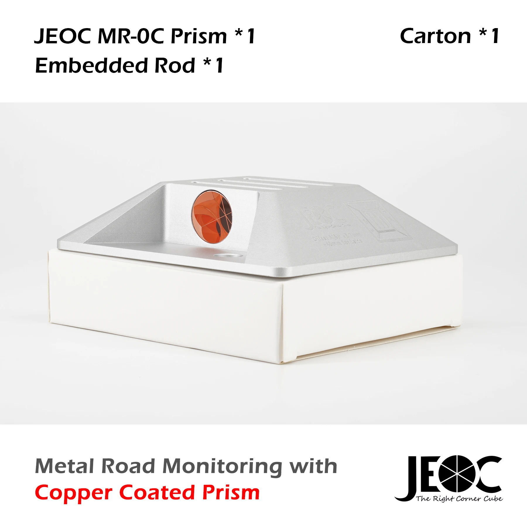 JEOC 0° Road Monitoring Prism with Dual Copper Coated Reflectors and Embedded Rod For Total Station Topography Land Surveying