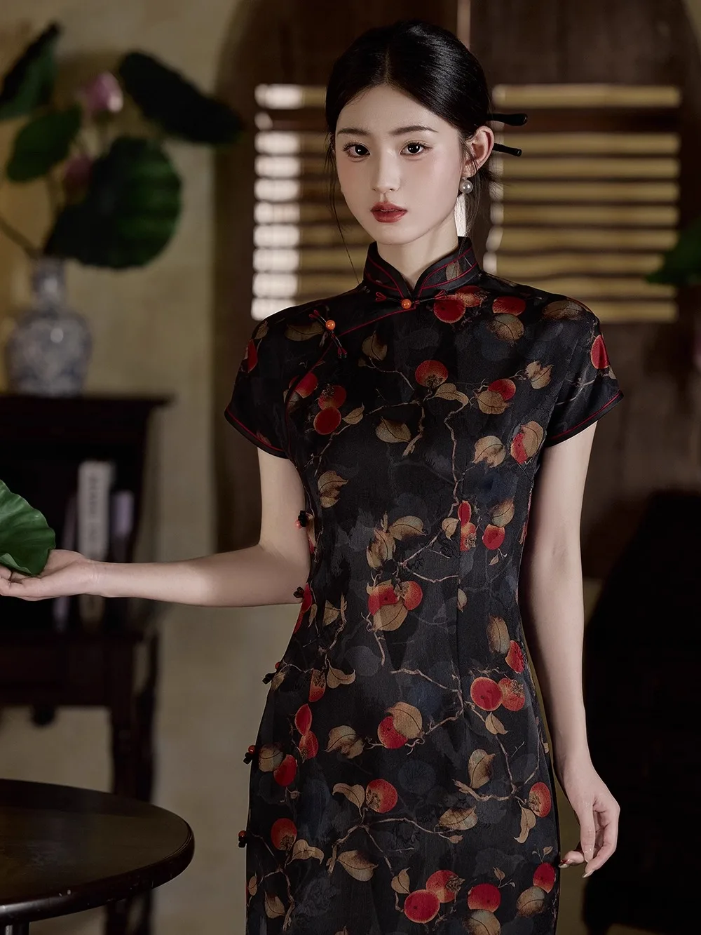 

New Chinese Sle Retro anghai Qipao Young Version Improved Classic Daily Wear Breathable Long Dr Floral Pattern ort S...