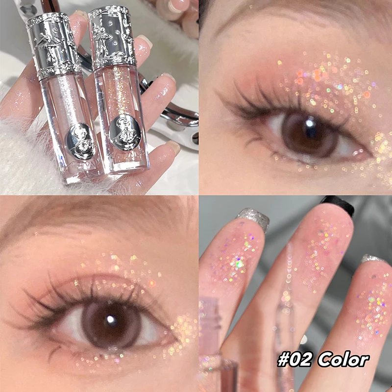 Glitter Liquid Eye Shadow Pearly Shimmer Highlighter Waterproof Fine Shiny Pink Eyeshadow Korean Charming Eye Makeup Illuminator