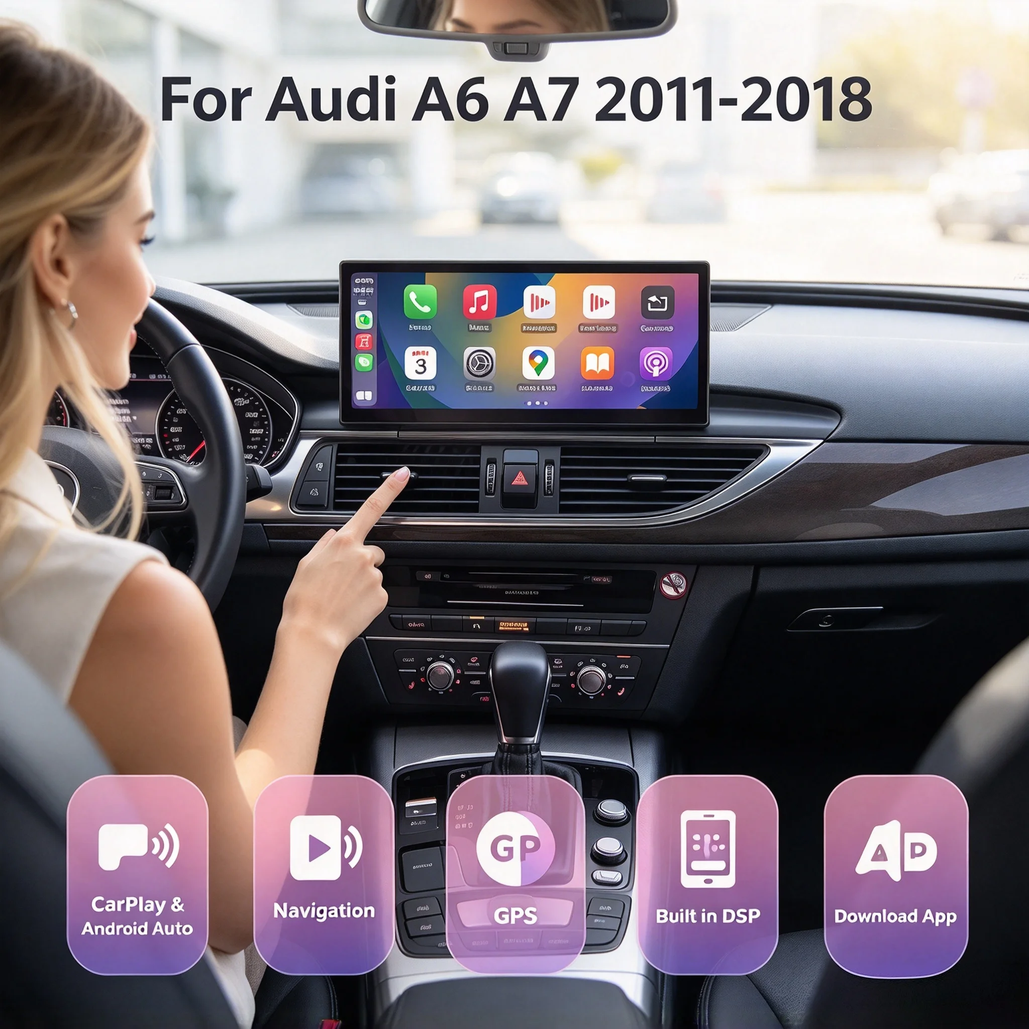 Top 12.3'' Linux Touch Screen Car Multimedia Display For Audi A6 A7 2011-2018 Wireless CarPlay Android Auto Airplay Autolink