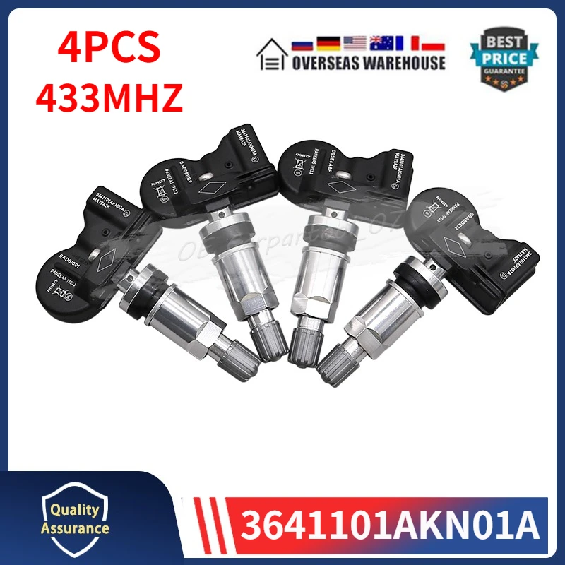 

4PCS/Lot Tire Pressure Monitoring System Sensor 3641101AKN01A For 2021 2022 GreatWall Poer 2023 Tank 300 TPMS 433MHZ