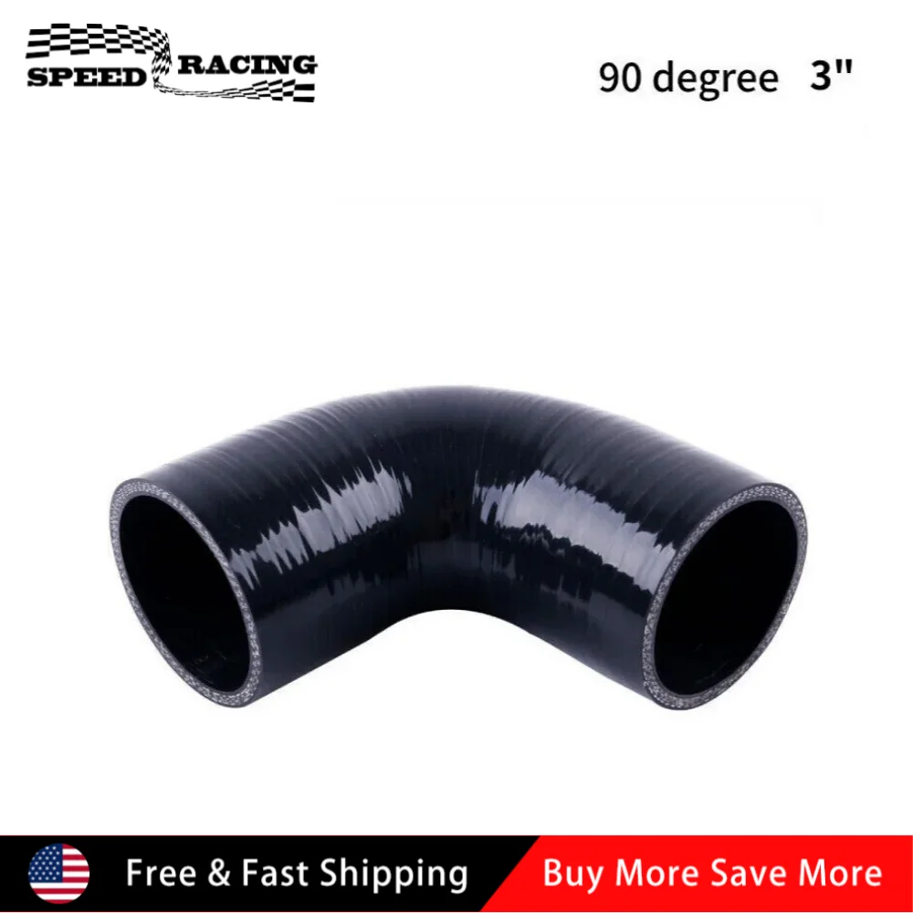 ユニバーサル 4 層 3 インチ高品質 90 度エルボーカプラー ターボ配管接続用シリコンホース 吸気配管用 ブラック