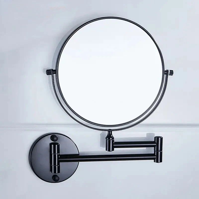 

Space-Saving Wall-Mounted Makeup Mirror, Dual-Sided Rotating Mirror with Aluminum Frame, Foldable Design for Bathroom