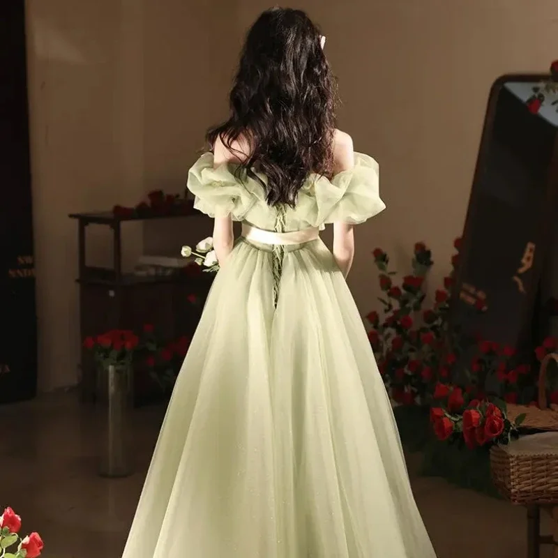 2025 Light green sweat off shoulder long lady women princess banquet party  ball prom dress performance gown hot sale - AliExpress 200000532