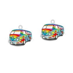 Tour Bus Acrylic Charms for Jewelry Making Epoxy Flower Travel Car Vehicle Charm Pendant For DIY Earrings Accessories Hot 10PCS