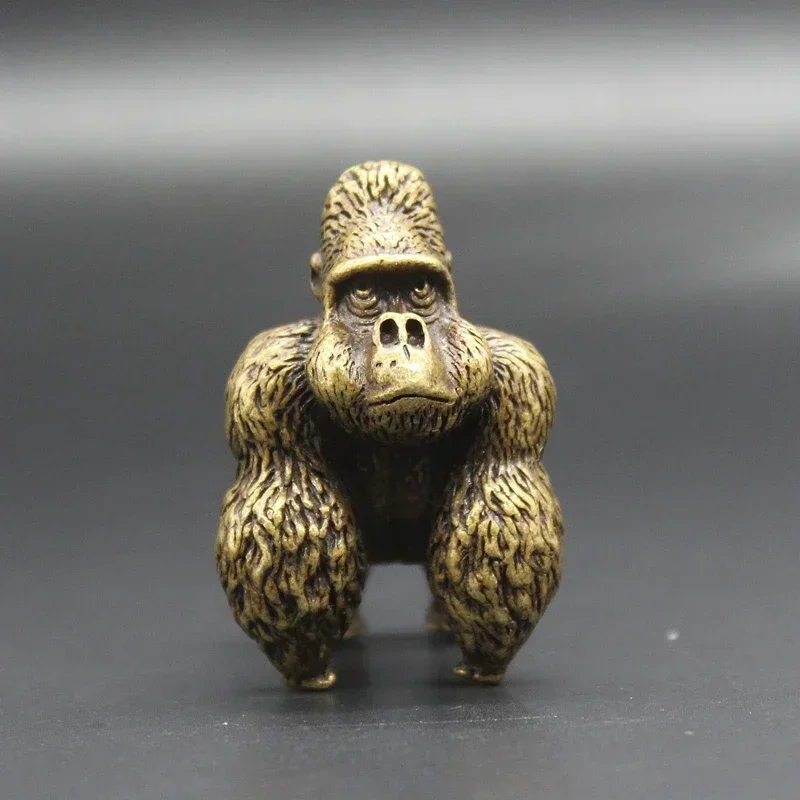 

Chinese Classical Brass Gorilla Statue Antique Study Desktop Ornament Table Tea Pet Solid Pure Copper Animal Figurine Decoration