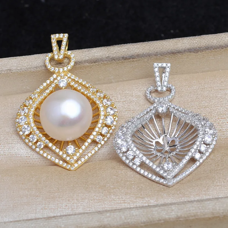 

Wholesale 925 Sterling Silver Pendant Mounts Base Findings Settings Mountings Jewelry Fittings for 12-17mm Pearls 3pcs/lot