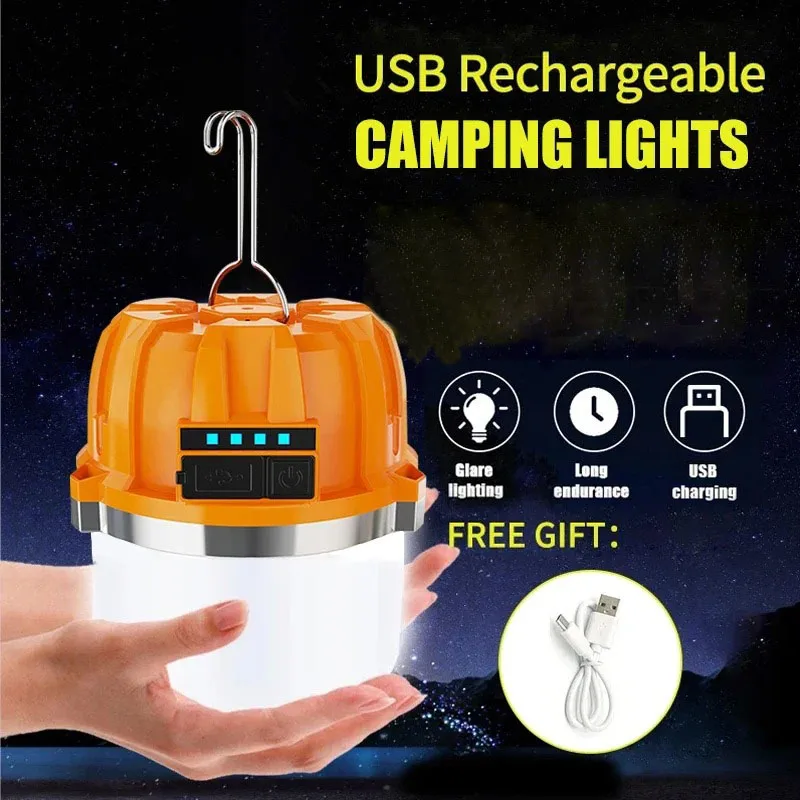 USB Rechargeable LED Camping Lights Multifunctional Waterproof Outdoor Camping Tent Hanging Lantern Emergency Emergency Charging