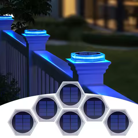 6Pcs Solar Deck Lights Fence Post Solar Lights for Patio Pool Stairs Step and Pathway Deck Lights Solar Powered Outdoor Lights