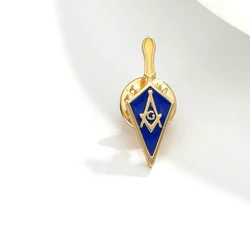 Blue Enamel Freemason Logo Pins Masonic Symbols Golden Brooches Cheap Jewelry Wholesale