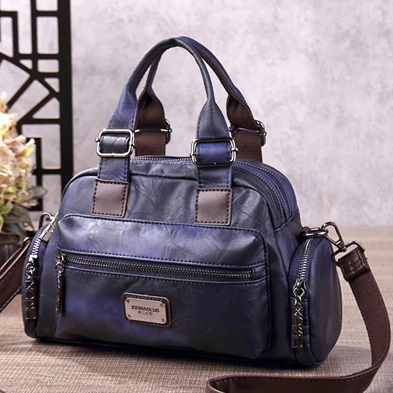 Hong Kong Retro Genuine Leather Handbag Women's New 2026 Fashion High-End Cowhide Crossbody Soft Leather Single Shoulder Bag