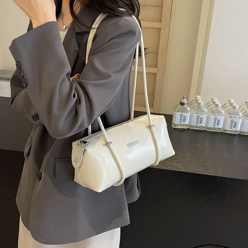 Small Underarm Bags for Women 2024 Luxury Designer Korean Fashion Short Handle Handbags and Purses Trend Silver Shoulder Bag