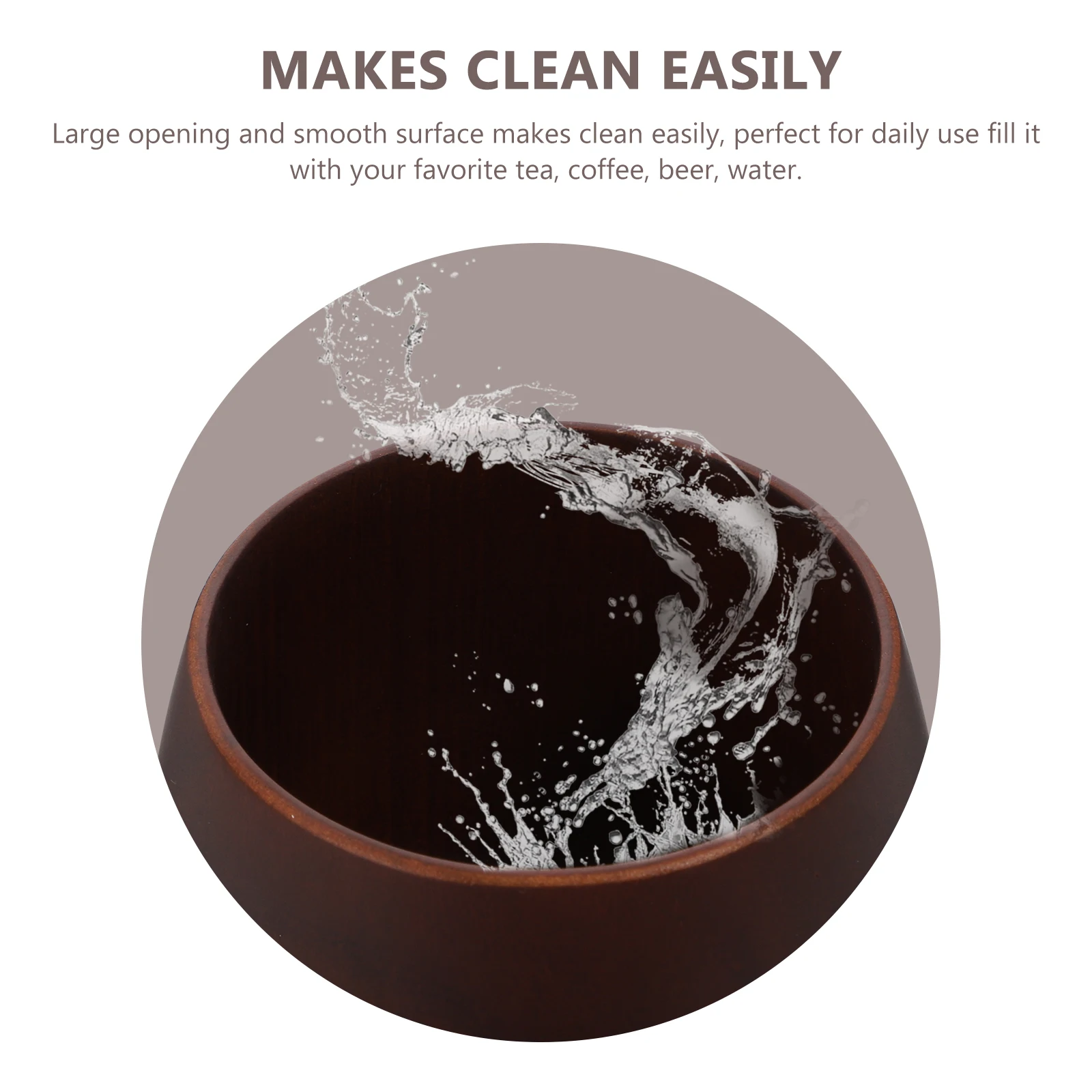 

1pc Sturdy Wooden Teacup Large Capacity Coffee Cappuccino Juice Simple Design Smooth Surface Comfortable Grip Home Drinkware
