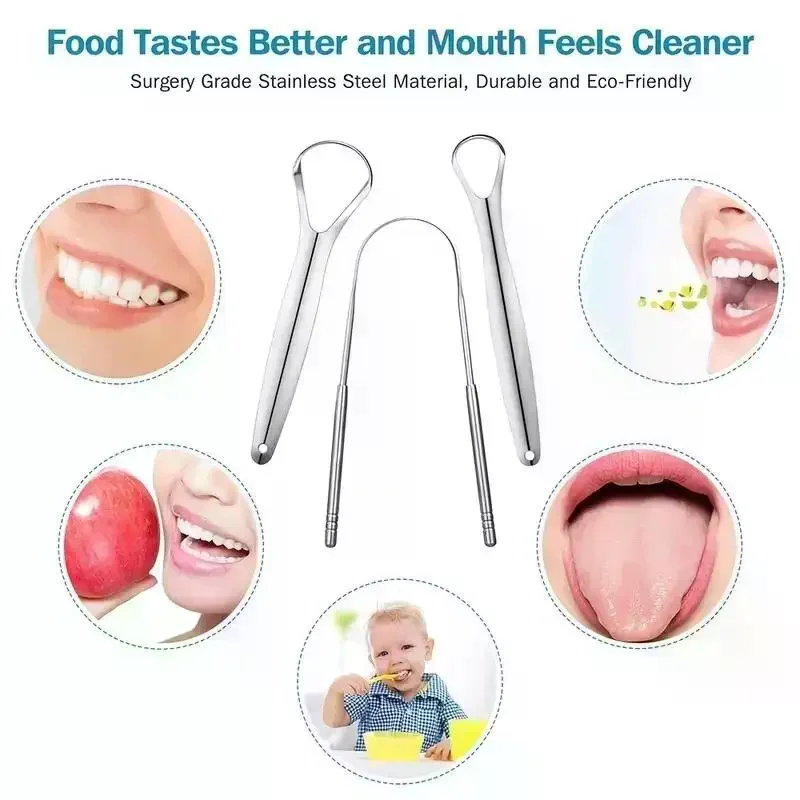 Tongue Cleaner Ergonomic Handle Reusable Stainless Steel Scraper for Fresh Breath Daily Oral Care Use
