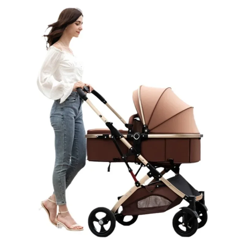 

Luxury Baby Stroller with Bassinet Mode Foldable Infant Stroller High Landscape Reversible Stroller Travel Pram Baby Carriage