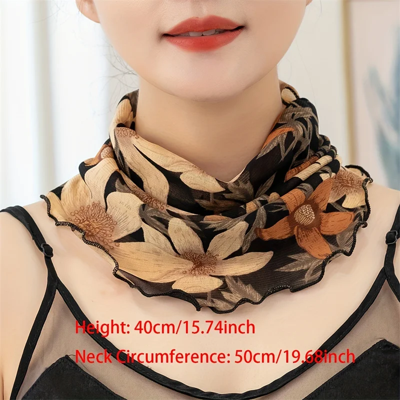 2024 Fashion Flower Printing Designer Women Ring Scarves Neck Soft Scarf For Cover Sunscreen Veil Ice Silk Face Mask