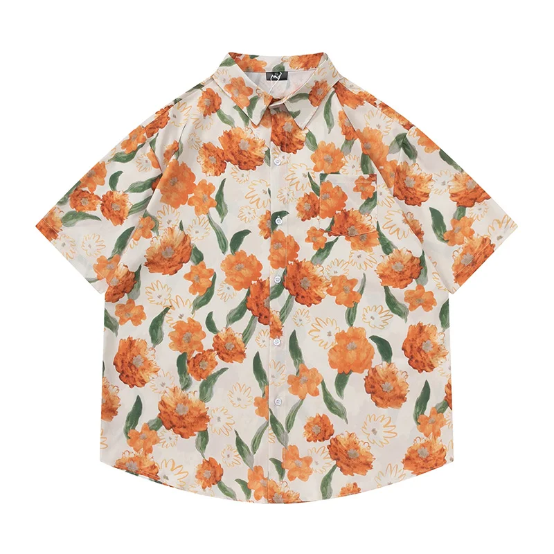 GPstudio Hawaiian Floral Print Short Sleeve Men's Shirt Summer Beach Vacation Style Half Sleeve Polyester Fiber Non-iron Trea... view 5