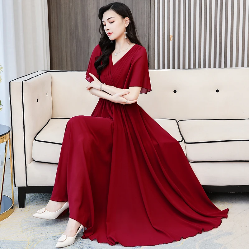 chiffon dress korean version korean dresses for women Korean Style] Off-white Blue Flowy Chiffon Short  Dress  Ordicle