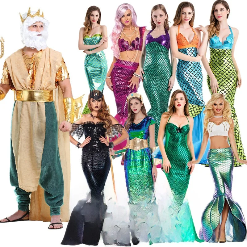 Prins zeemeermin kostuum Halloween ow prestatie outfit oceaan thema Dragon King Beau Fi staart rok dames Faion