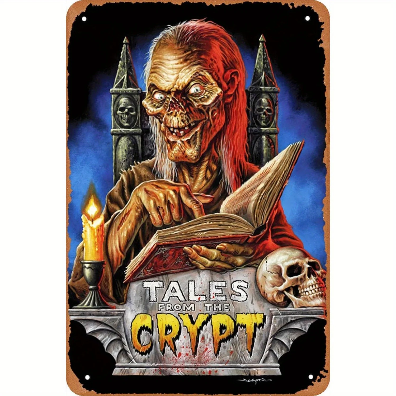 2 PACK Tales From The Crypt Poster Vintage Tin Sign Retro Metal Sign for Bar Man Cave Garage Home Wall Decor Gift 12 X 8 inch