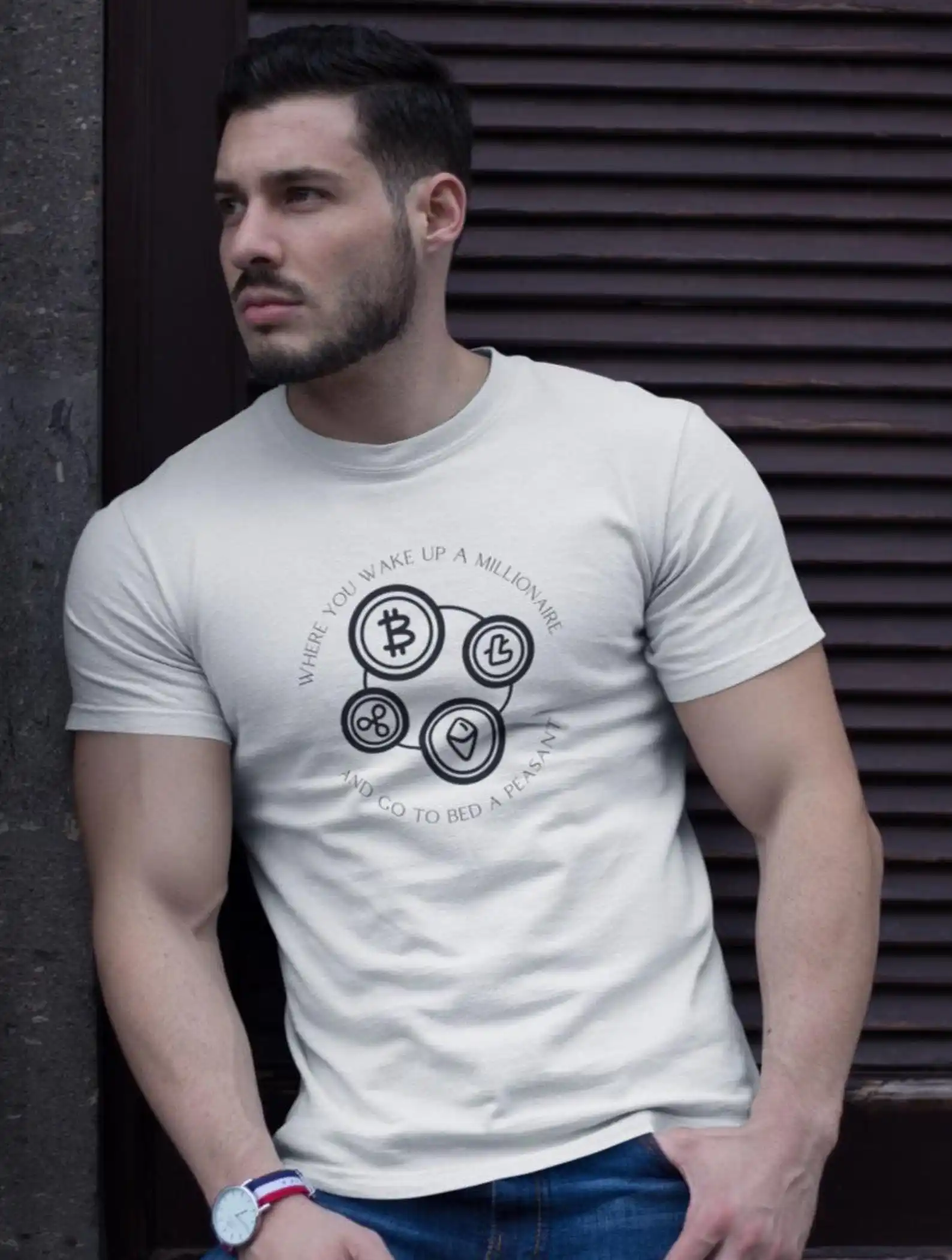 millionaire of tomorrow Gift t shirt for Crypto Traders BTC Fan Bitcoin Symbol tee 100% cotton Graphic clothes All size  Tops