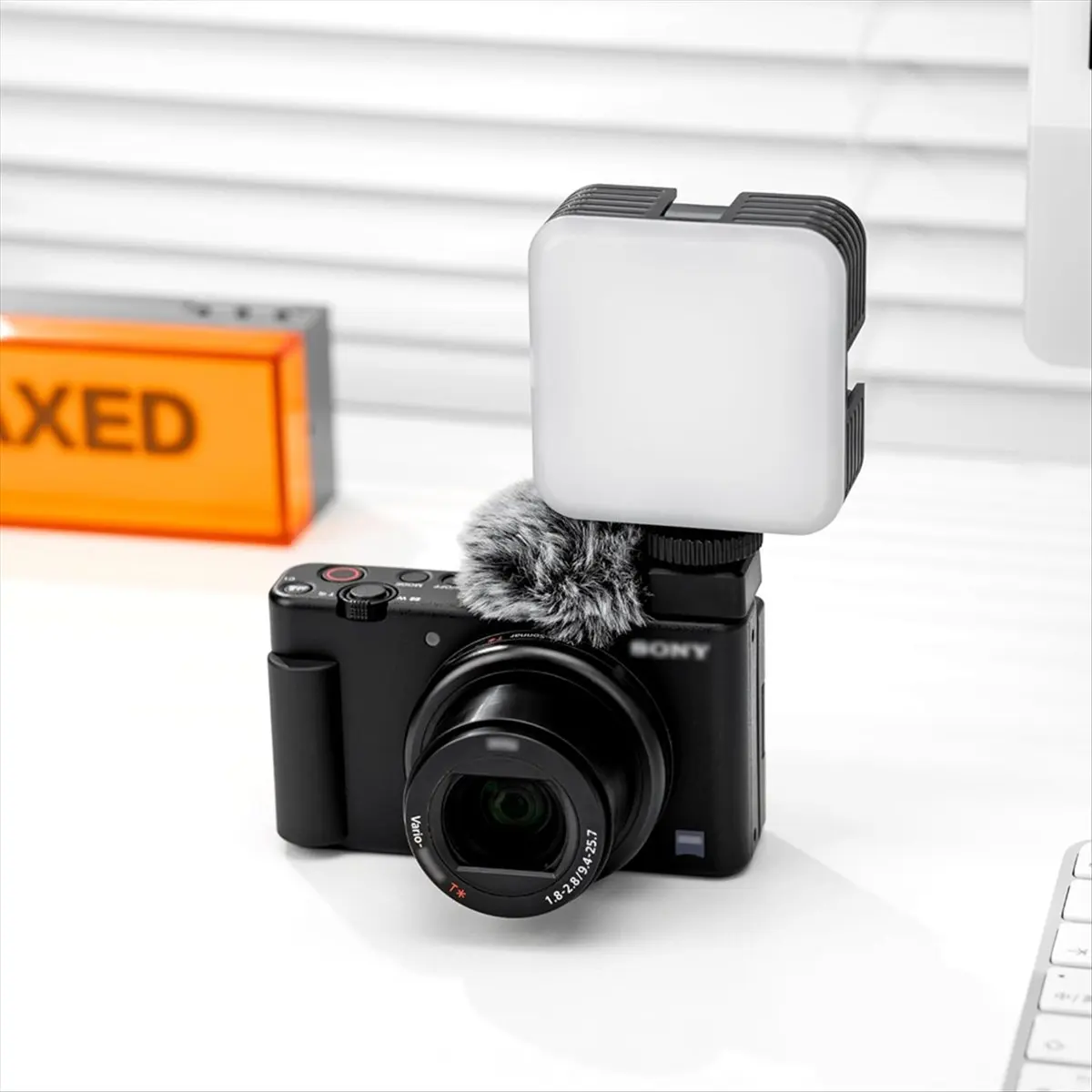 Cold Shoe Wind Muff for ZV-E10 ZV-1 II/ZV1/ZVE1 Vlog Cameras, Furry Windshield with Cold Shoe Mount Adapter