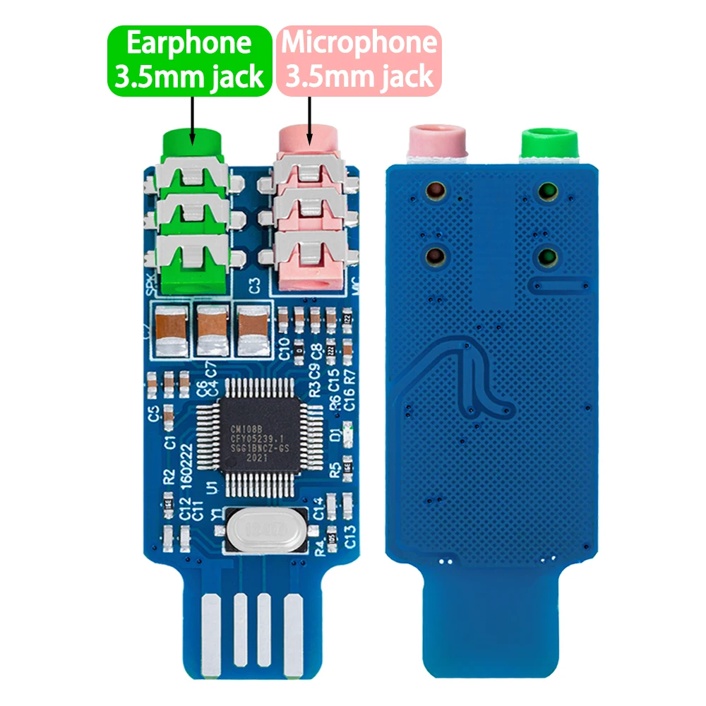 CM108 – karta dźwiękowa USB, bezpłatna, do laptopa i komputera, zewnętrzny moduł karty dźwiękowej – L059, nowy, popularny model. — zdjęcie produktu 7