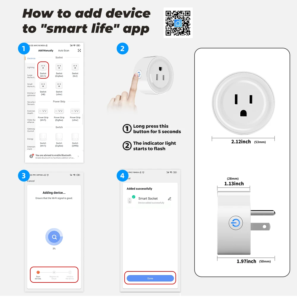 20A Tuya Smart Wifi Plug US Wireless Control Socket Outlet with Energy Monitering Timer Function Works with Alexa Google Home