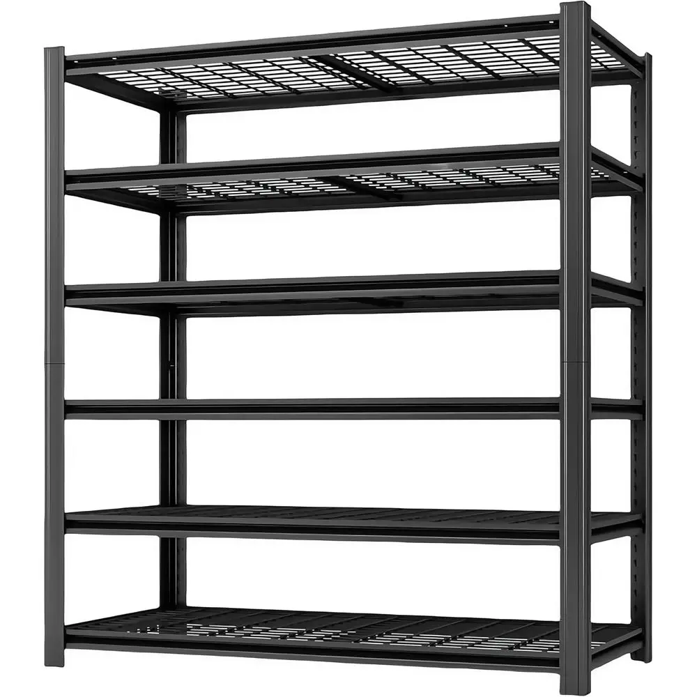 

Adjustable 6-Tier Metal Shelving Unit, 84 High x 55 Wide x 24 Deep, Heavy Duty for Garage, Warehouse, Home Storage - Black
