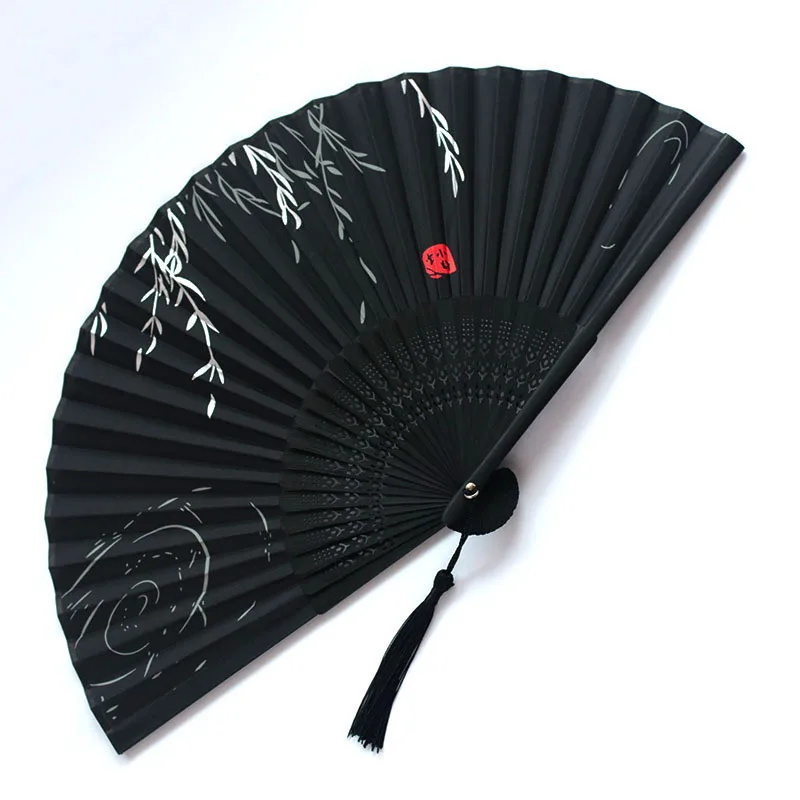 

10Pcs/Lot Chinese Silk Folding Fan Wooden Shank Classical Dance Fan High Quality Tassel Female Fan Home Decor Party Favors Gifts